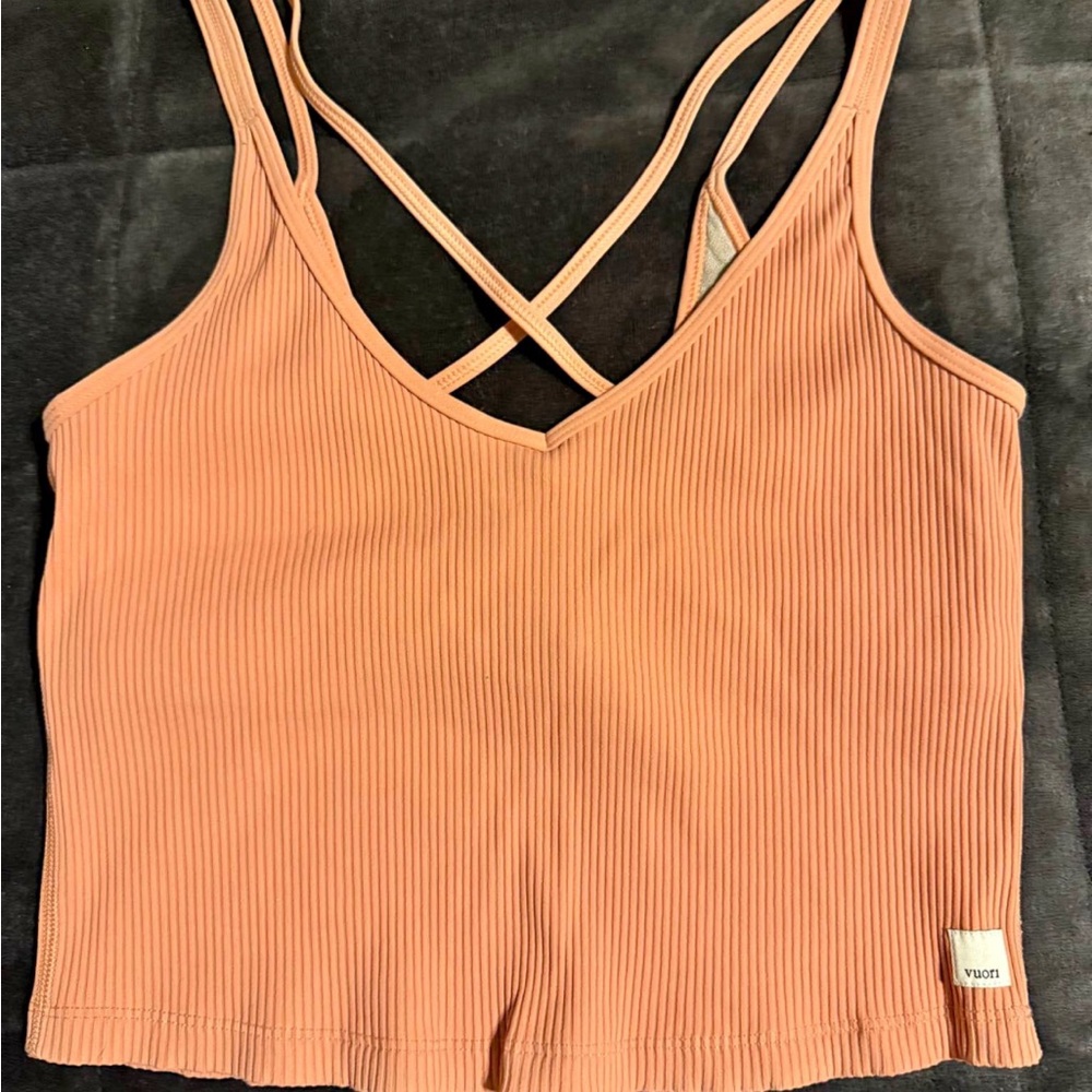Women's Ribbed Strappy Top - Peach